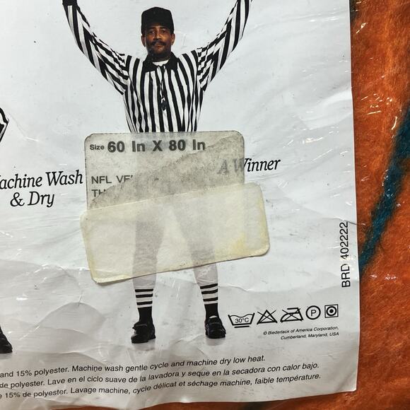 MIAMI DOLPHINS Biederlack NFL Blanket 60”x 80” BRAND NEW VTG 1995 DEADSTOCK - Picture 5 of 7